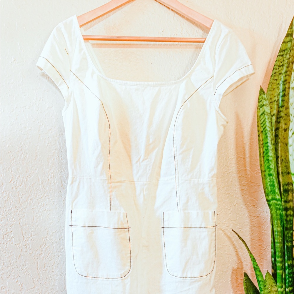 Urban Outfitters White Short Sleeve Scoop Neck Dress